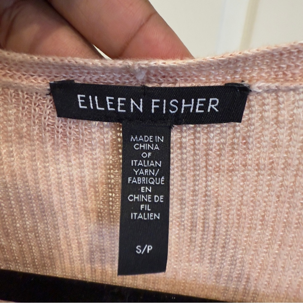 Eileen Fisher Organic Linen Open Knit Cardigan Pink Women Size S Lightweight - Picture 6 of 11